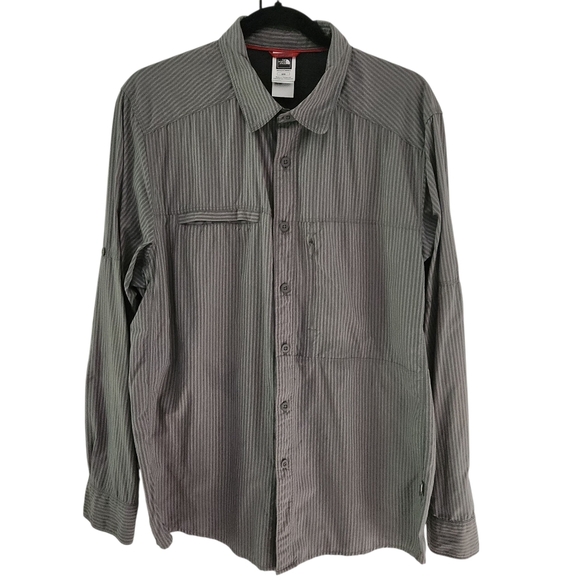 THE NORTH FACE Men's Nylon Stripe Button-Up Shirt grey medium - Picture 1 of 15